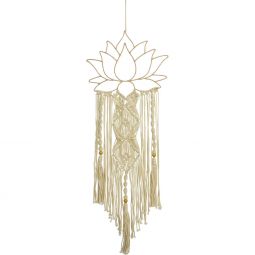 Lotus w-Macrame Metal Wall Hanging