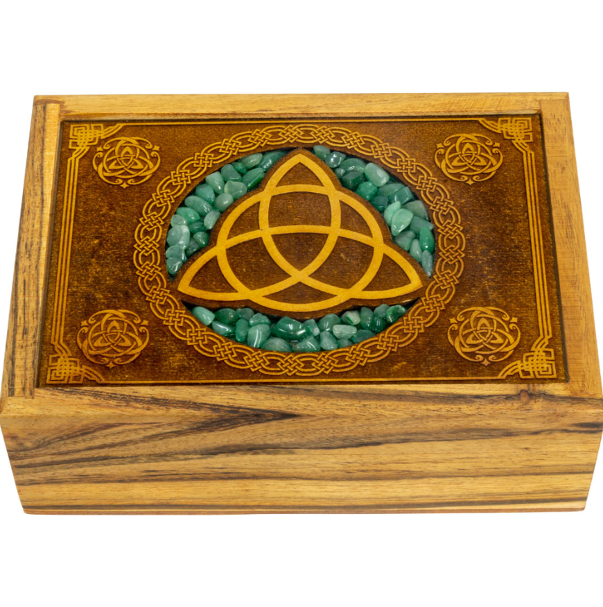 Wood Box - Triquetra w/ Aventurine