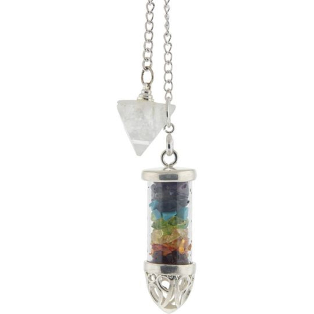Glass Tube Pendulum w/Chakra Chips P88