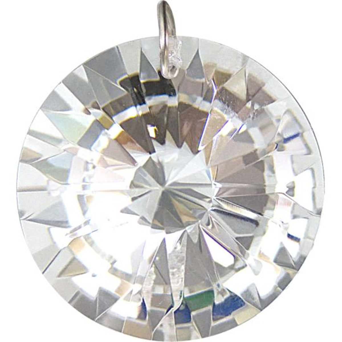 Clear Faceted Disc Crystal Prism Round 40mm