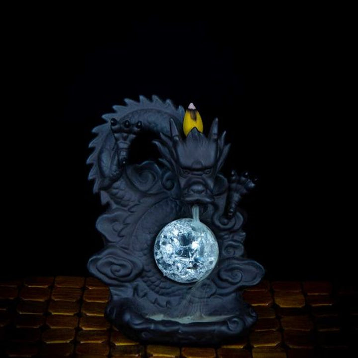 Backflow Incense Burner - Ceramic - Dragon w/ LED