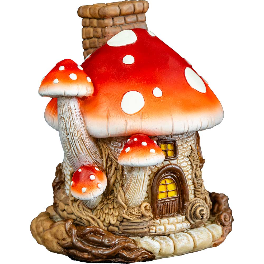 Polyresin Cone Incense Burner - Mushroom House