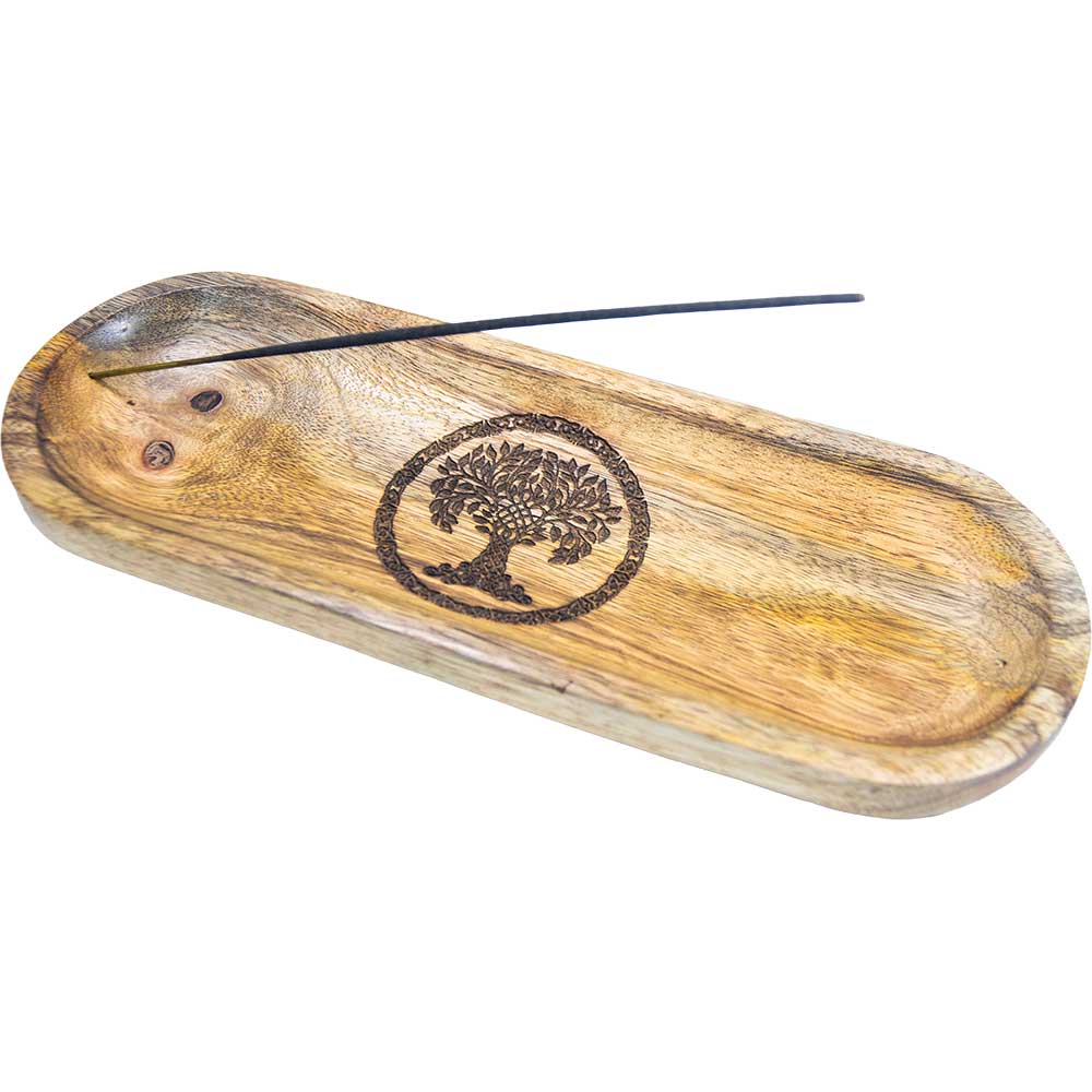 Mango Wood Incense Holder - Tree of Life