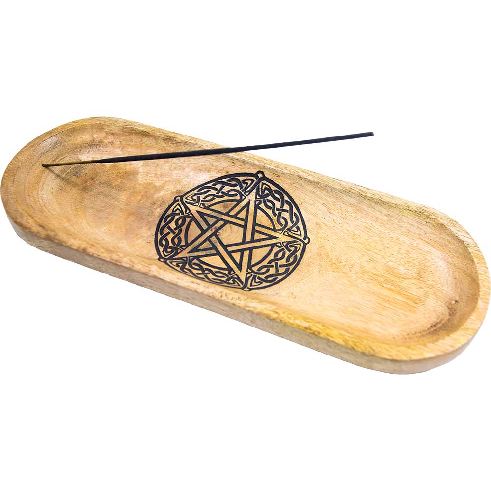 Mango Wood Incense Holder - Celtic Pentacle