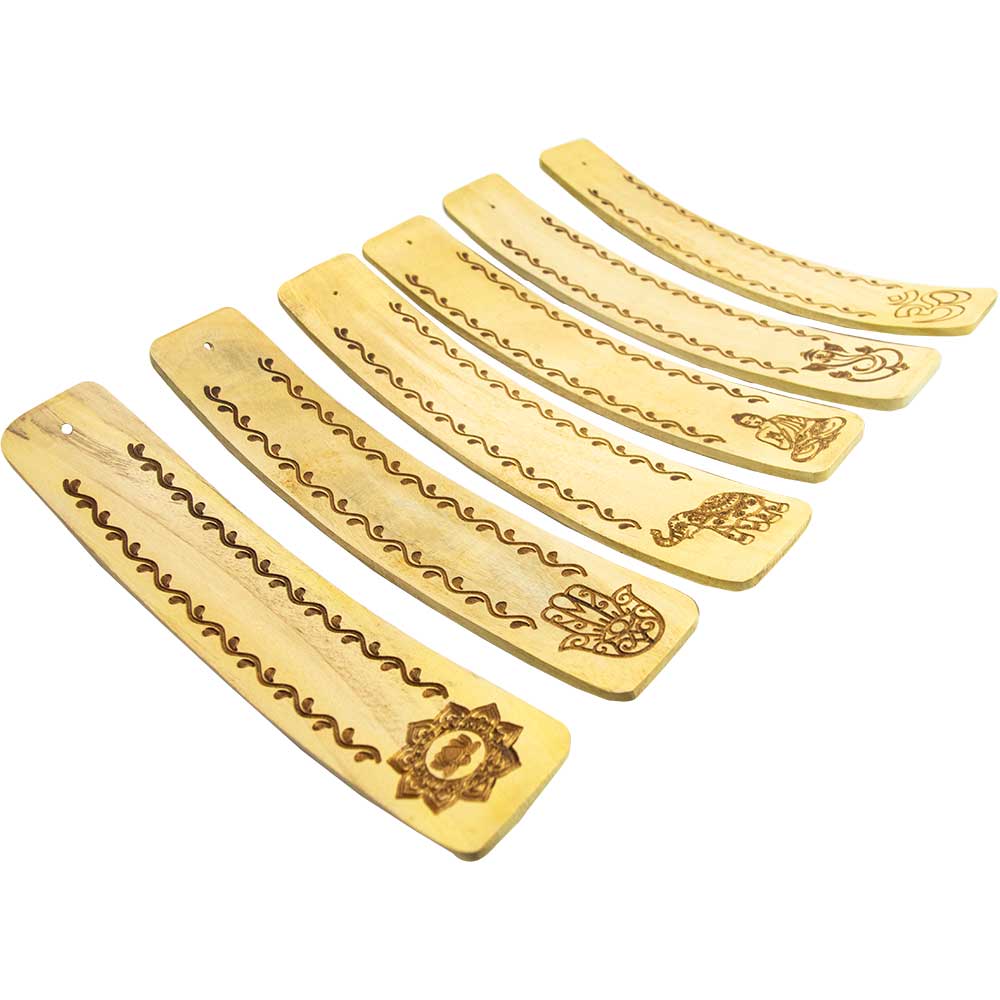Wood Incense Holder - Asstd Buddhist Design