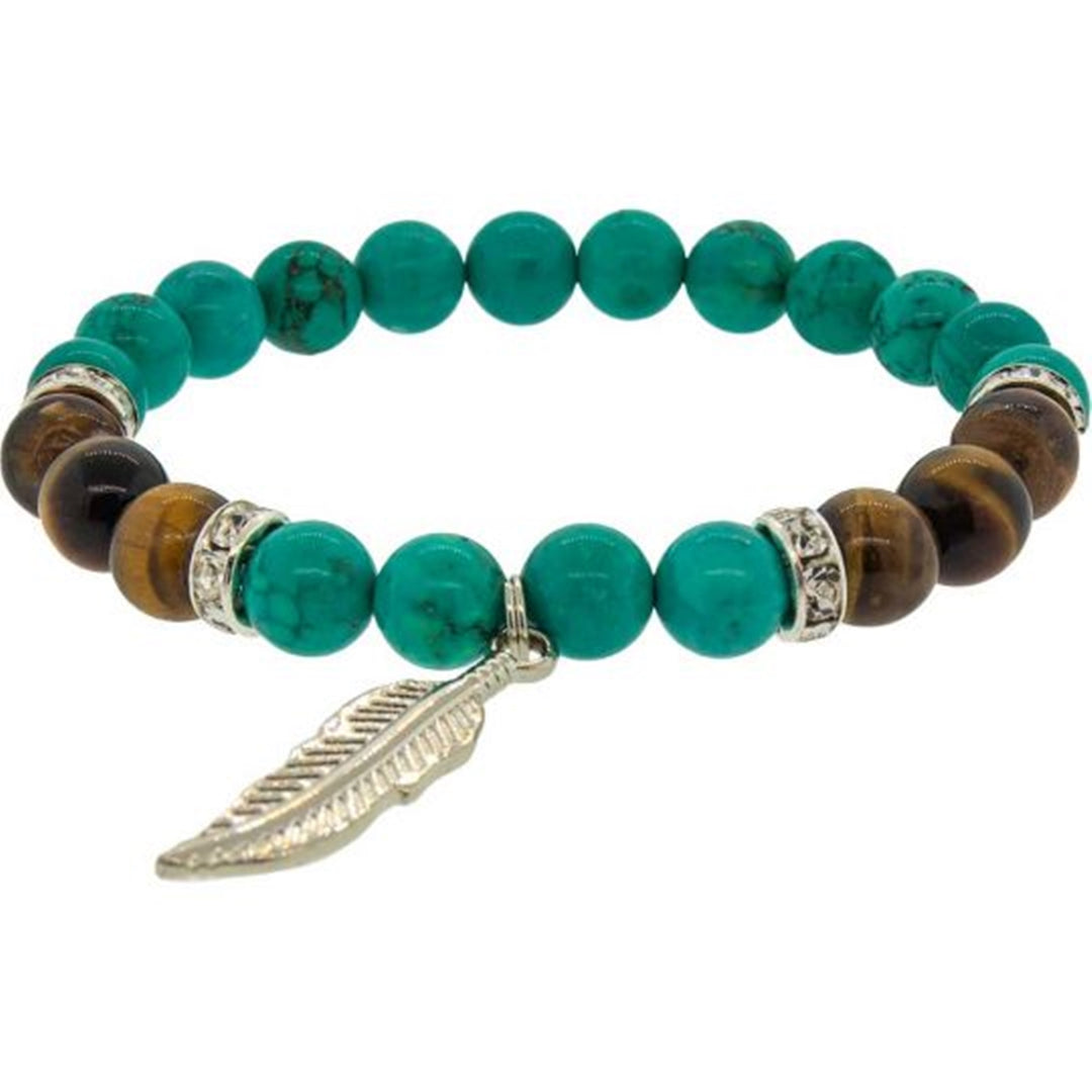 Turquoise-Tiger Eye Bracelet (8mm) - Feather