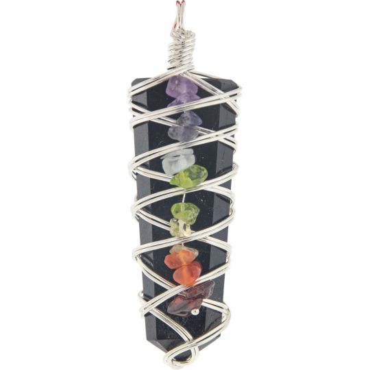 Tourmaline Point w/Chakra Chips Pendant