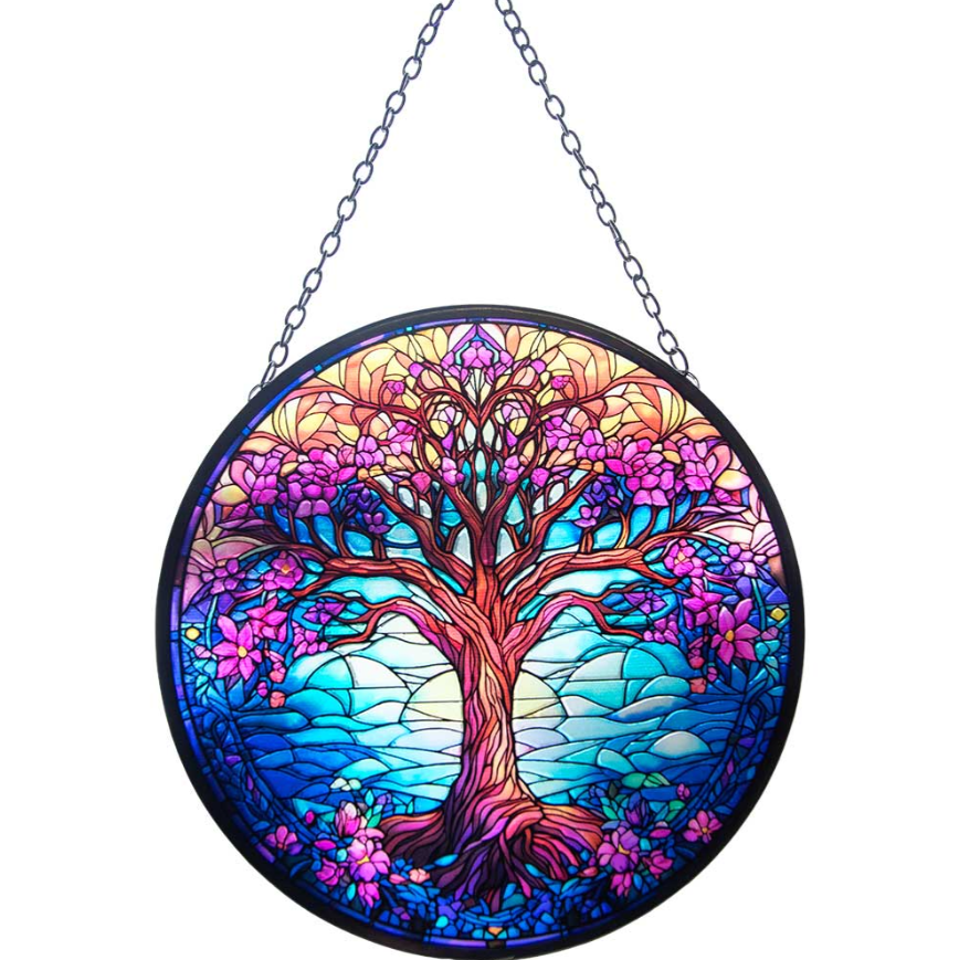 Glass Suncatcher Colorful Tree of Life