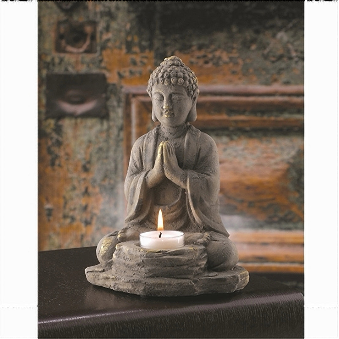 Buddha Tealight Holder - gray stone