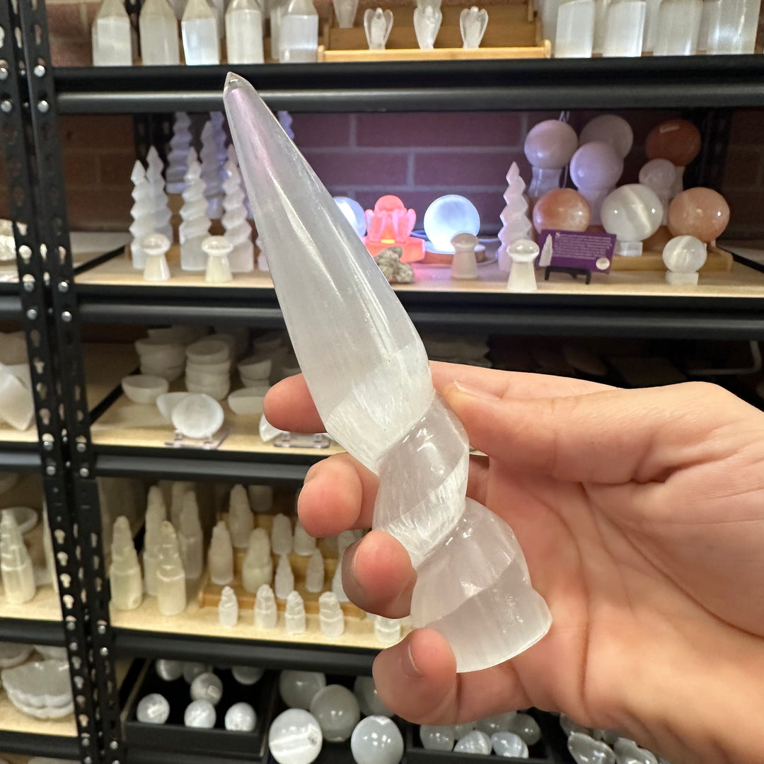 Selenite Spiral Wand