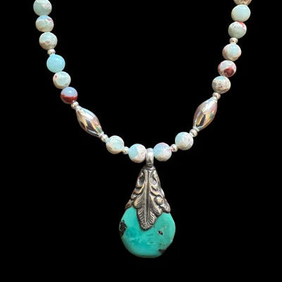 Tibetan Turquoise with Ocean Jasper TS82