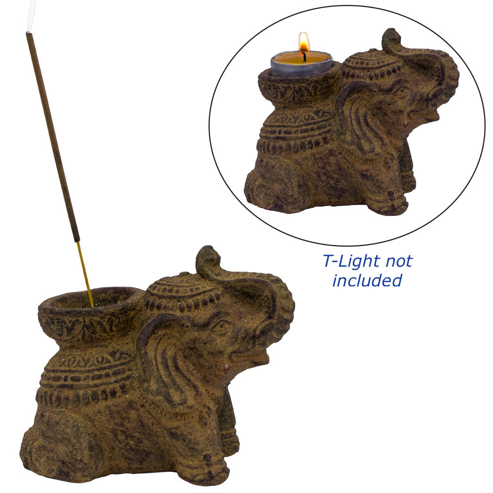 Volcanic Stone Elephant Incense and Tealight Holder