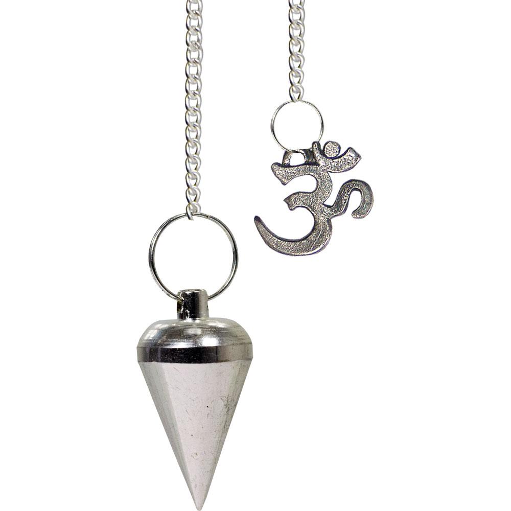 Metal Pendulum - with Om Cone Silver Metal P54