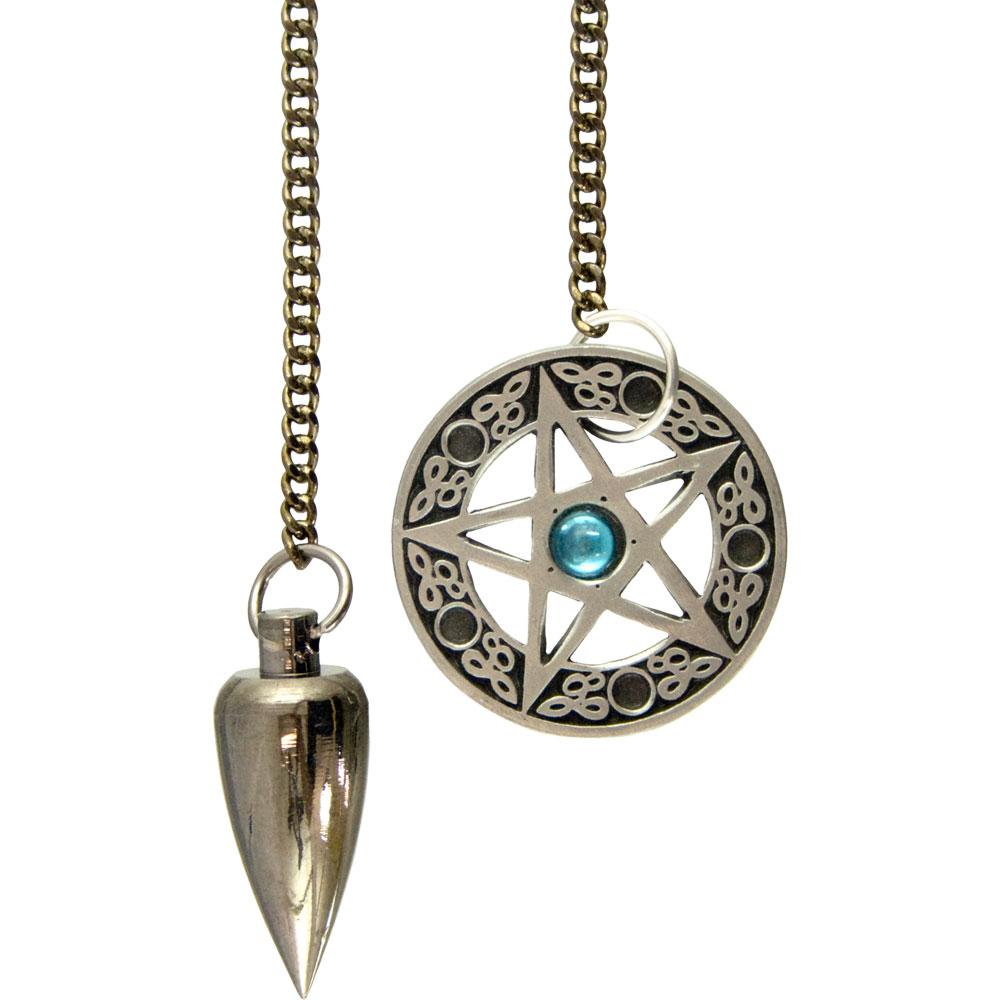 Metal Pendulum - with Pentacle Cone Brushed metal P55