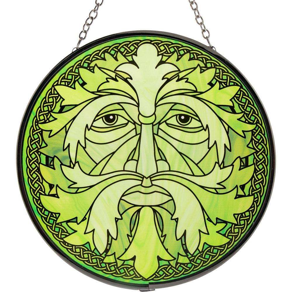 Glass Suncatcher Green Man Celtic