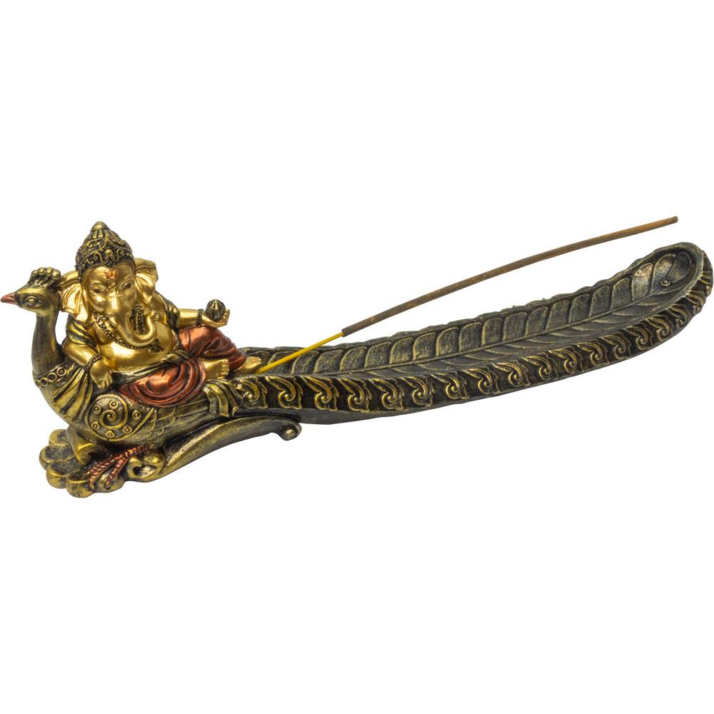 Sitting Ganesha on Peacock Incense Burner