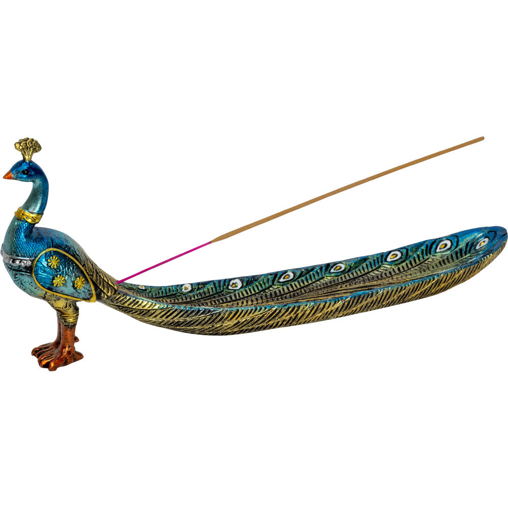 Painted Peacock Incense Burner