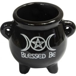 Ceramic Mini Cauldron - Triple Moon/Pentacle