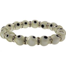 Evil Eye Glass Bead Bracelet - White