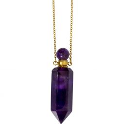 Pendant Perfume Bottle Necklace - Amethyst