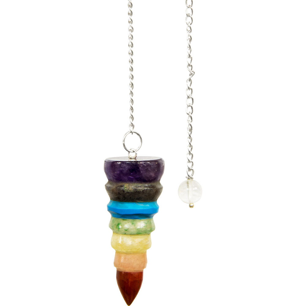 Chakras Carved Stone Pendulum P35