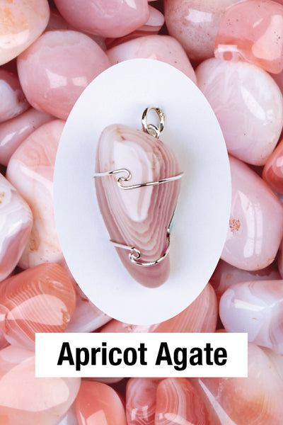 Agate- Apricot Wrapped Pendant