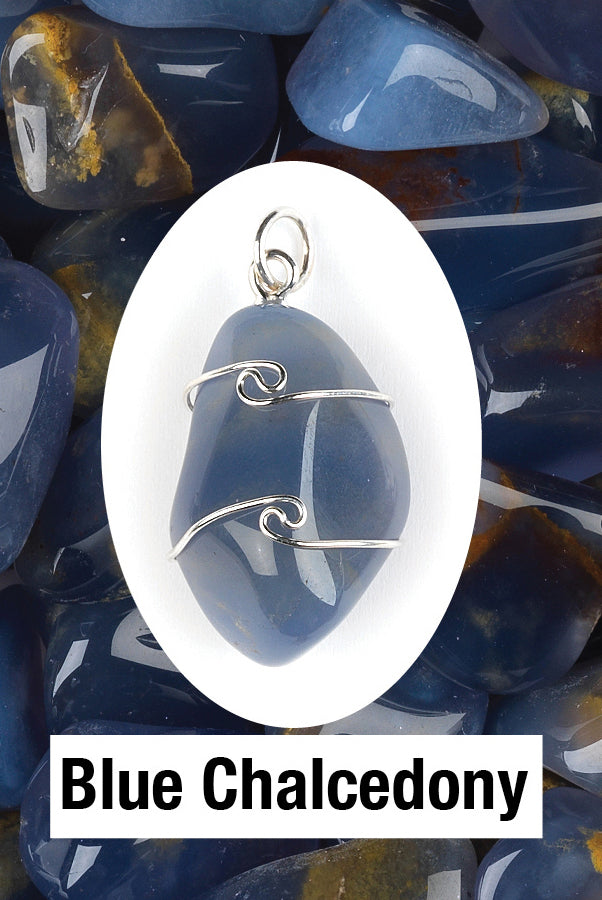 Chalcedony- Blue Wrapped Pendant