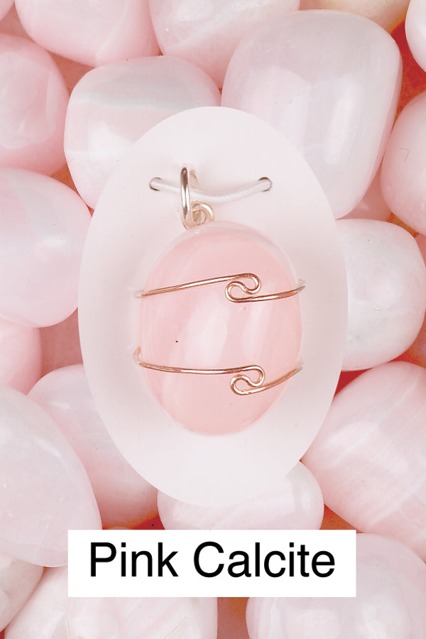 Calcite- Pink Wrapped Pendant
