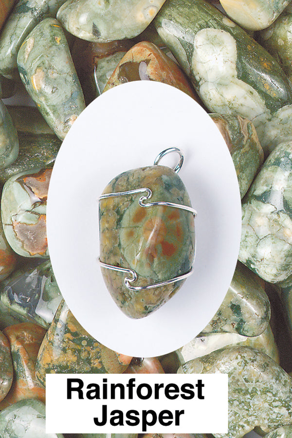 Jasper- Rainforest Wrapped Pendant