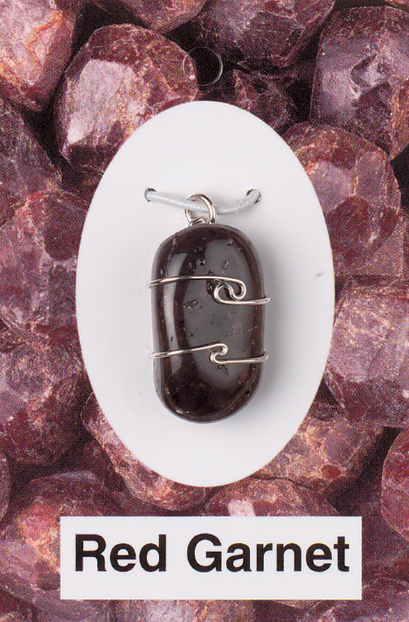 Garnet- Red Wrapped Pendant