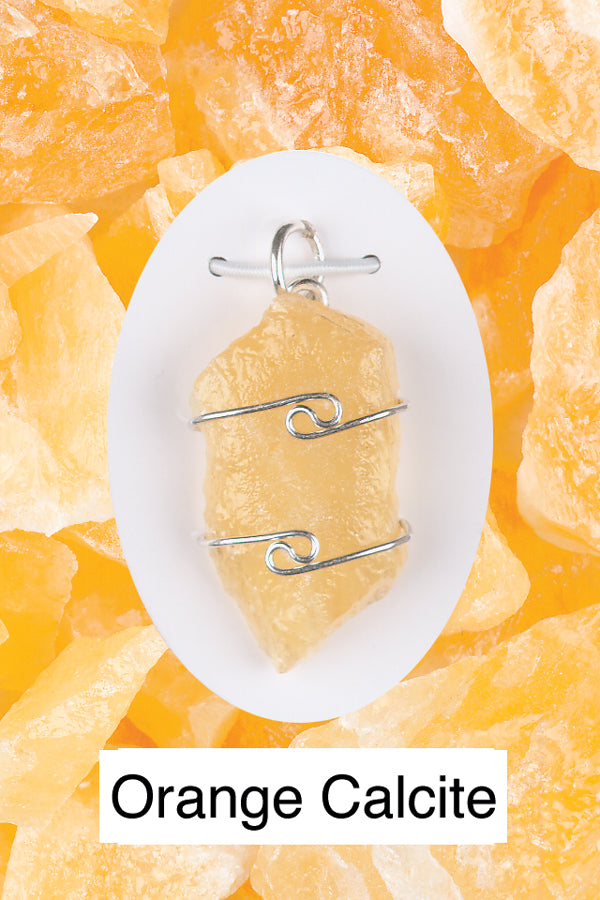 Calcite- Orange Wrapped Pendant