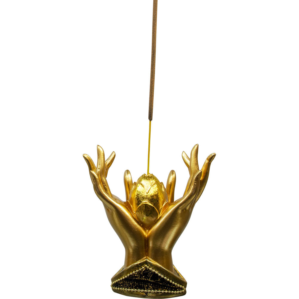 Polyresin Incense Holder Lotus Mudra Hands