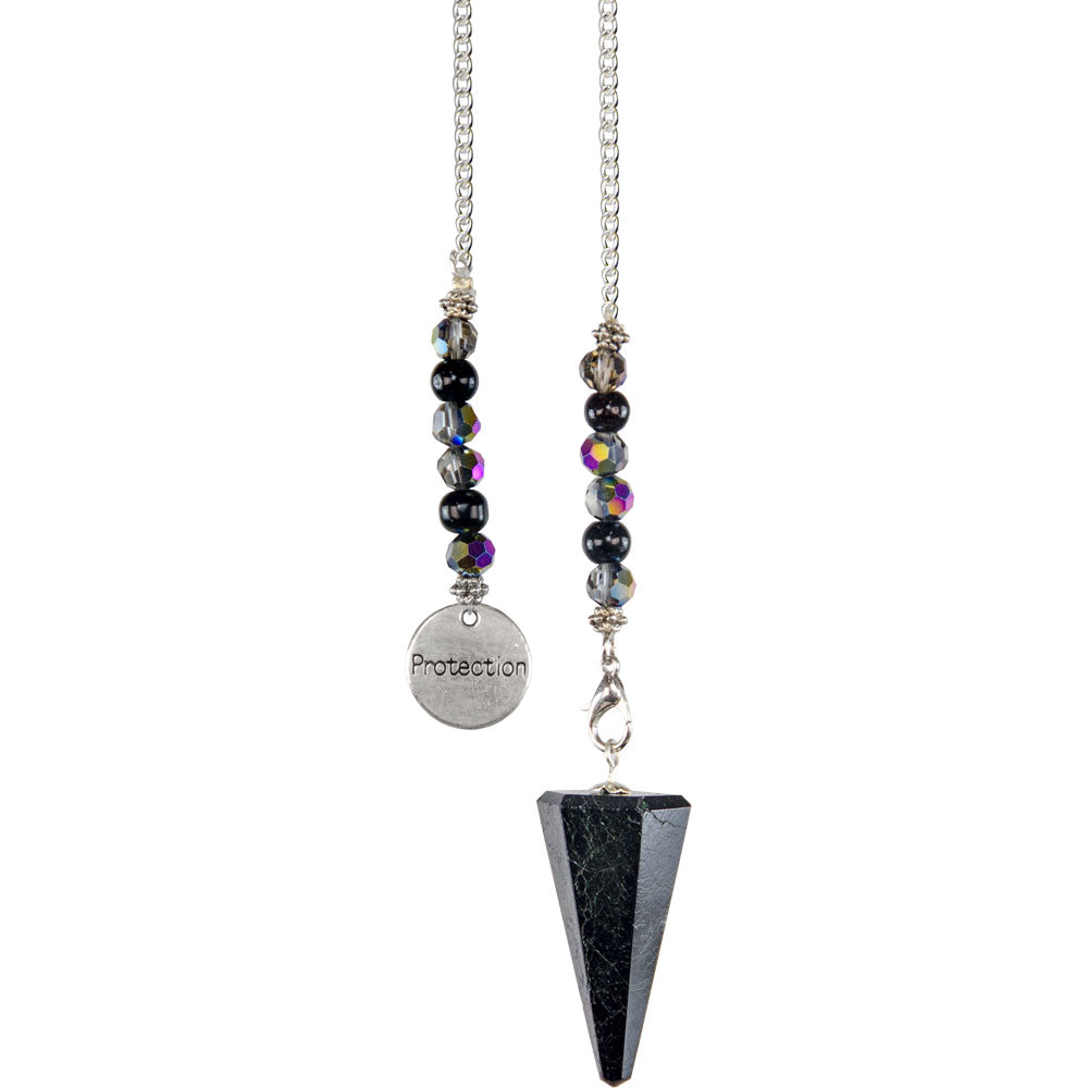 Black Tourmaline Pendulum with Protection (P19)