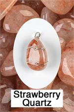 Quartz- Strawberry Wrapped Pendant