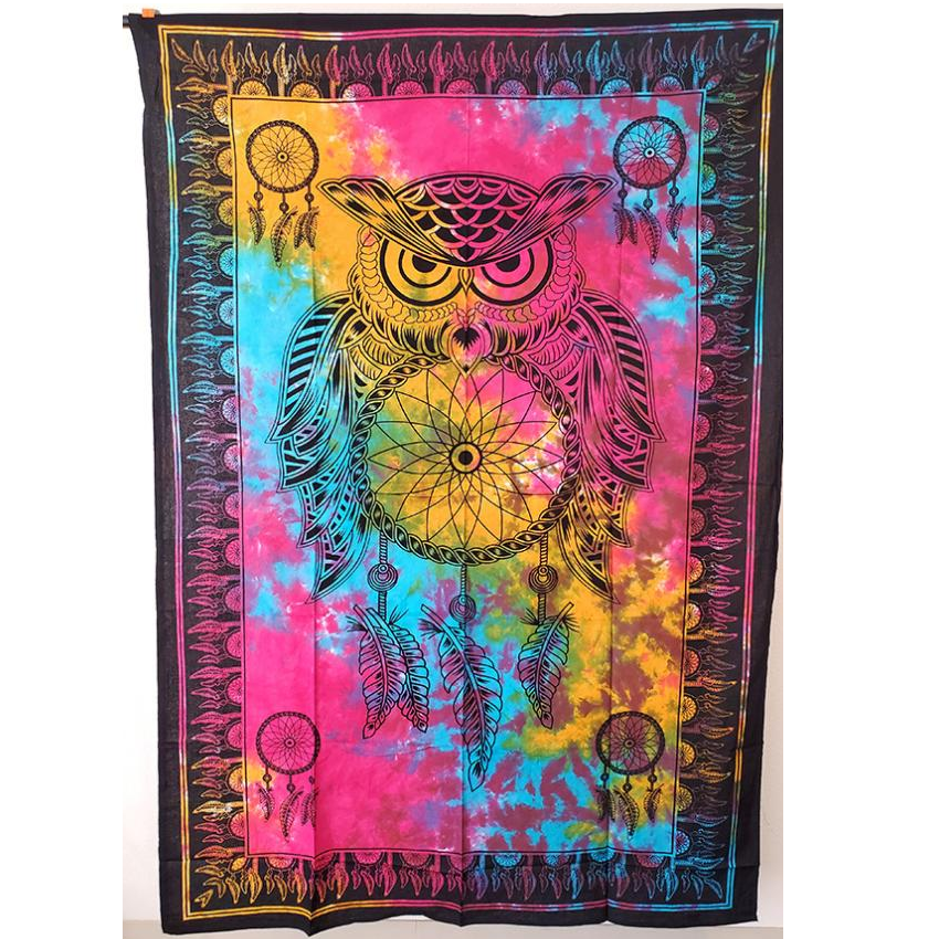 Owl Dream Catcher Tie Dye Tapestry 54"x86" (T8)