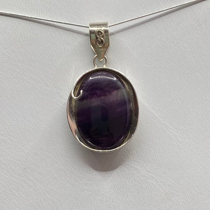 Fluorite Oval SS Pendant-TM200