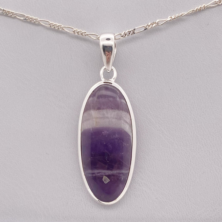 Chevron Amethyst Pendant SS  - MNS933