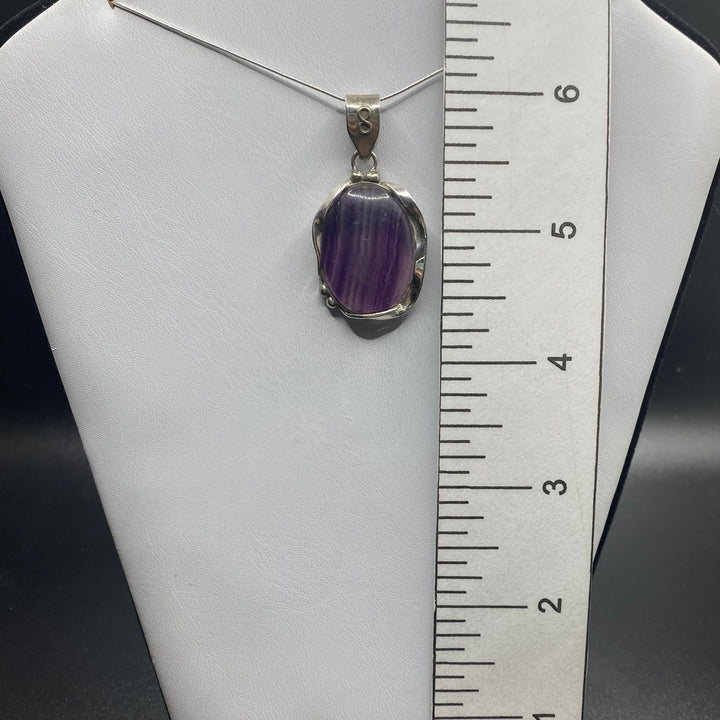 Fluorite Oval SS Pendant-TM185