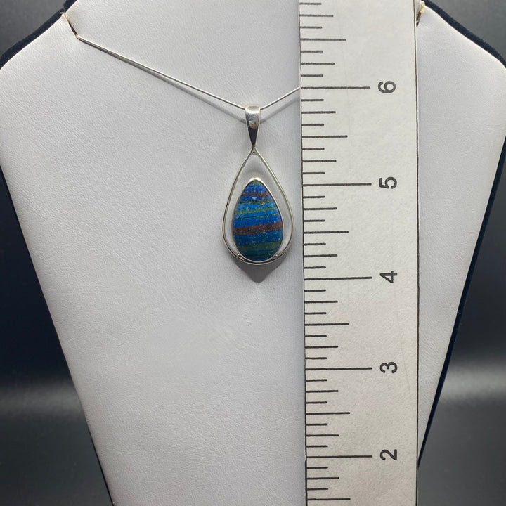 Rainbow Calsilica Teardrop SS Pendant-TM204