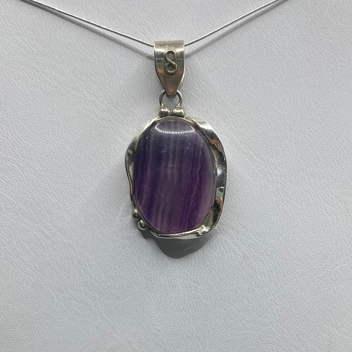 Fluorite Oval SS Pendant-TM185