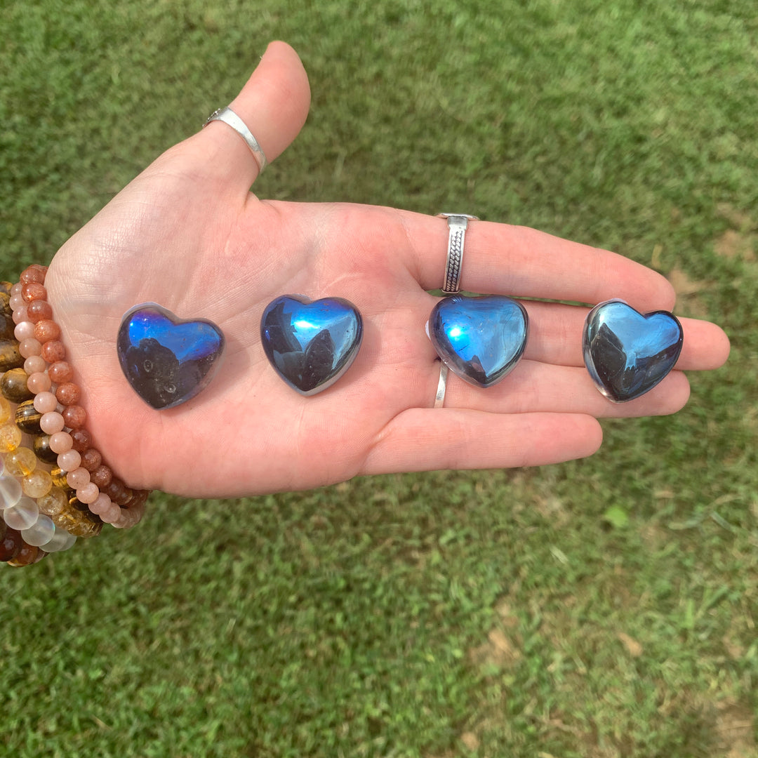 Black Aura Quartz Heart