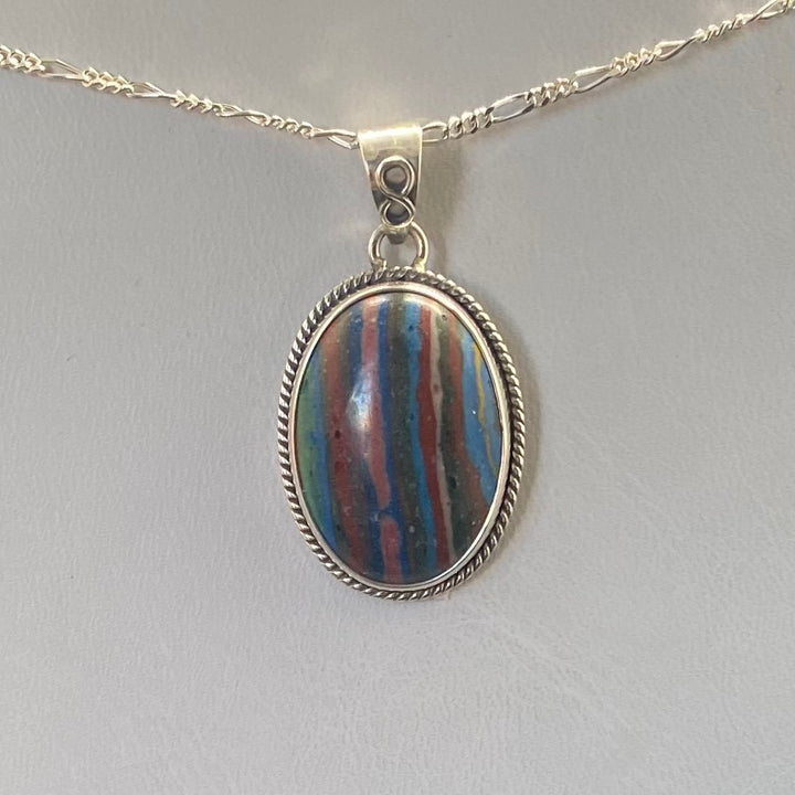 Rainbow Calsilica SS Pendant TM1563