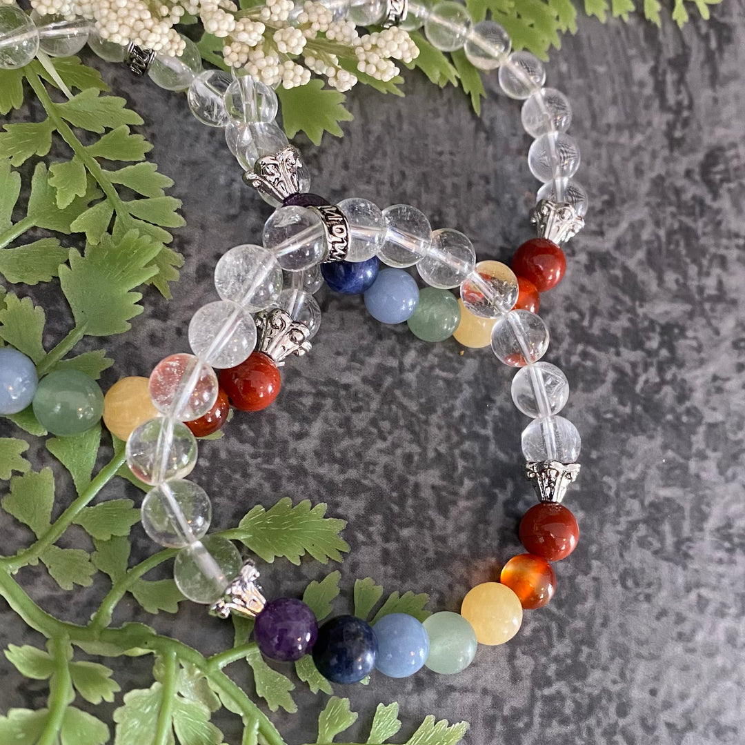 Chakra Gemstones with Clear Quartz Bracelet