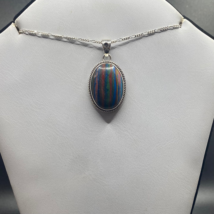 Rainbow Calsilica SS Pendant TM1559
