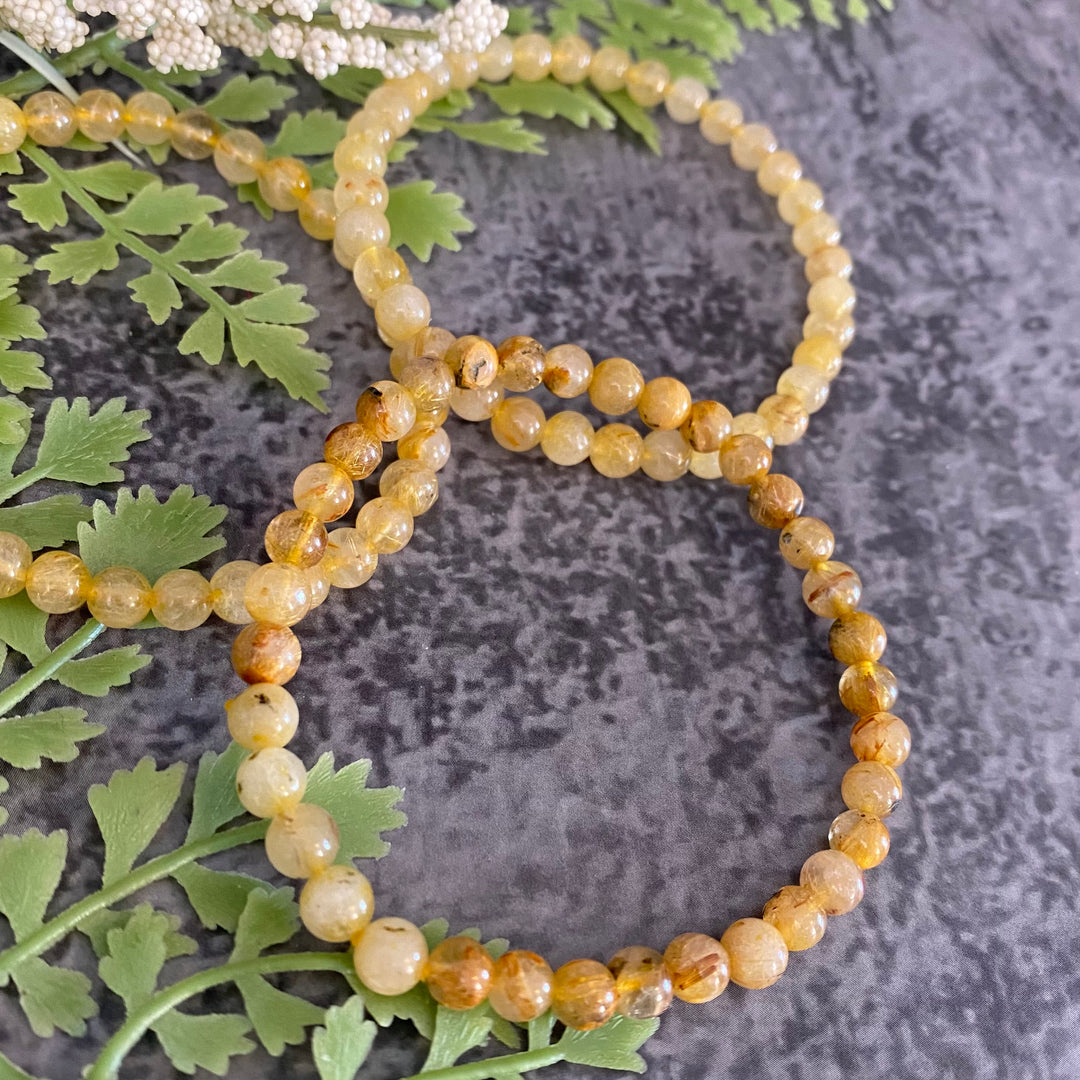 Rutile Quartz (gold)(6-8 mm) Bracelet