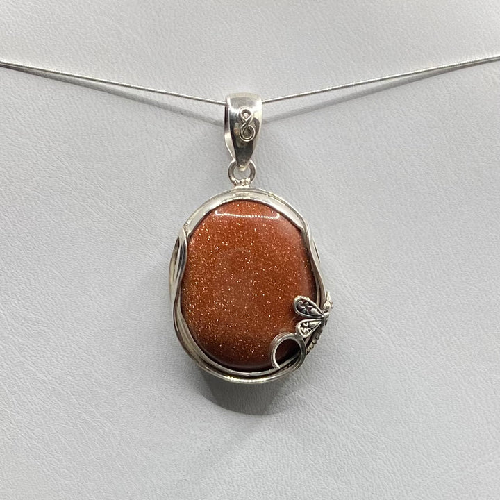 Goldstone Oval SS Pendant-TM150