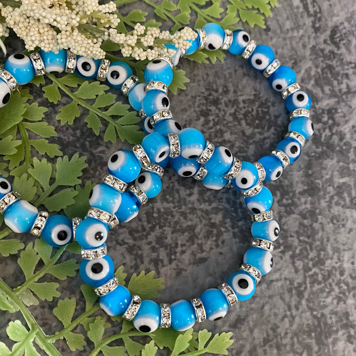 Evil Eye Glass Bead Elastic Bracelets