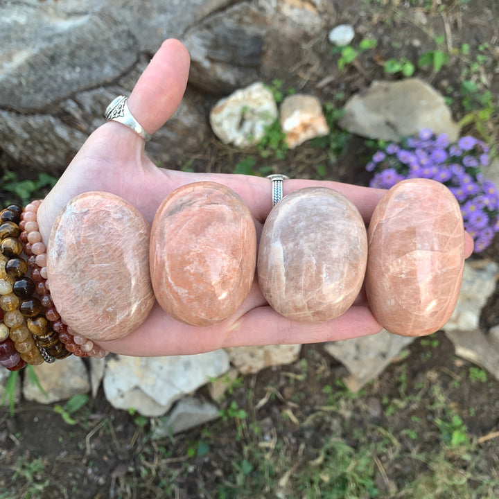 Peach Moonstone Palm Stone-PS6-3