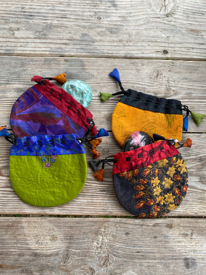 Silk Drawstring Pouch -Large