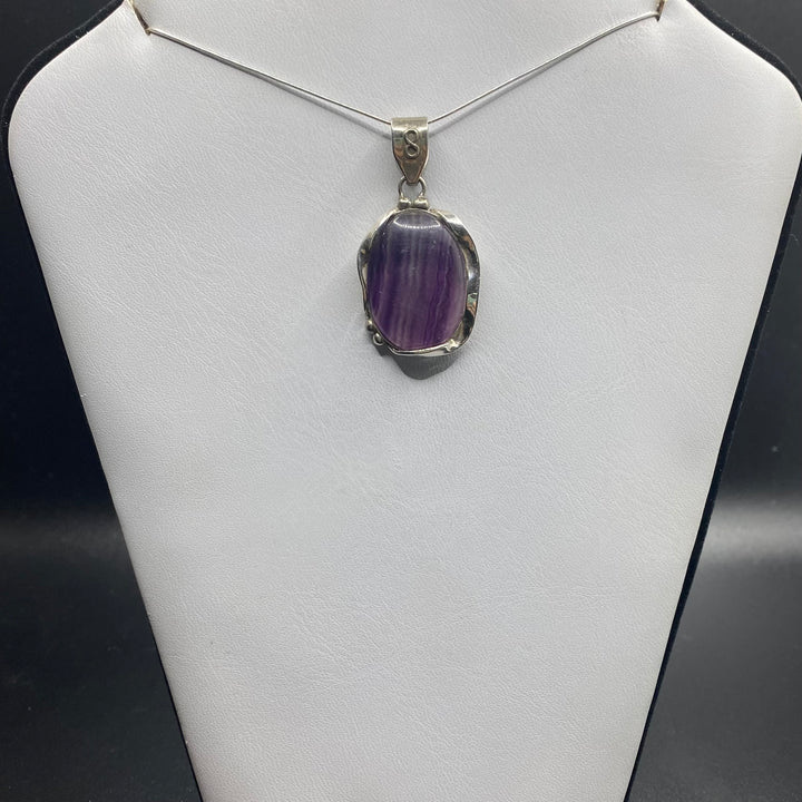 Fluorite Oval SS Pendant-TM185